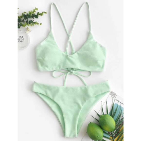 Zaful Other - NWT ZAFUL Criss Cross Textured Padded Bikini Mint